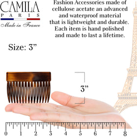Camila Paris comb inserted in a bun demonstrating secure hold and polished appearance