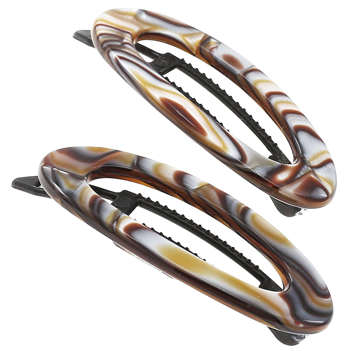 Camila Paris front view of Onyx barrette showing polished finish and elegant look