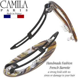 Camila Paris barrette next to ruler demonstrating the compact two-inch size