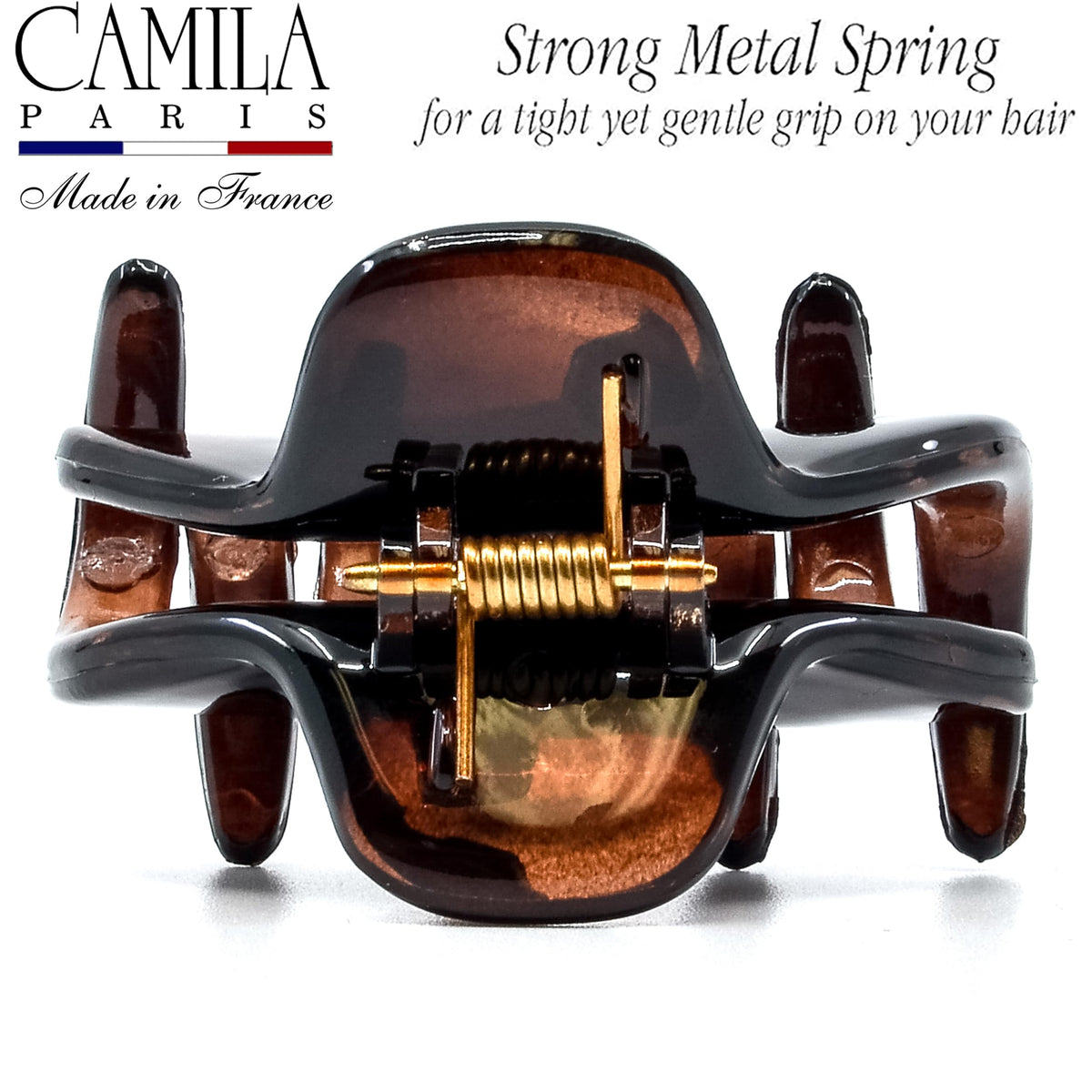 Camila Paris clip worn in side sweep demonstrating no-slip hold throughout day