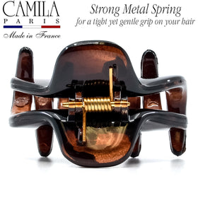 Camila Paris clip worn in side sweep demonstrating no-slip hold throughout day