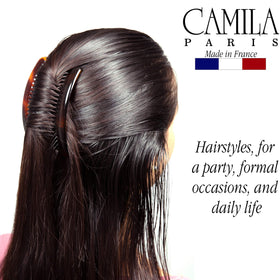 Camila Paris label close-up stating Made in France for quality assurance benefit