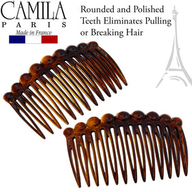 Camila Paris comb next to ruler showing 2.75-inch size for scale and fit