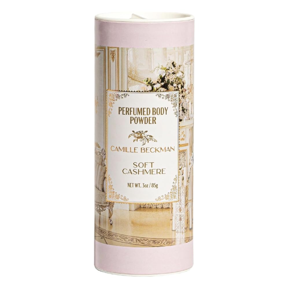 Camille Beckman front packaging showing 3 oz jar and soft cashmere scent benefit