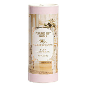 Camille Beckman front packaging showing 3 oz jar and soft cashmere scent benefit