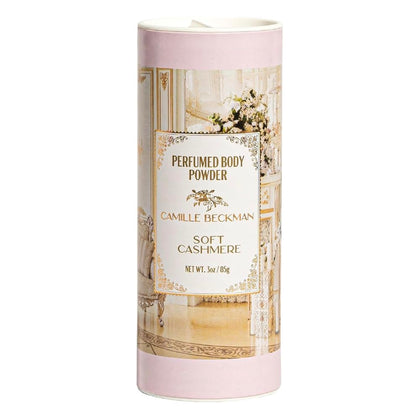 Camille Beckman front packaging showing 3 oz jar and soft cashmere scent benefit