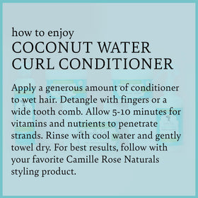Hand applying Camille Rose conditioner to wet curls for easy detangling