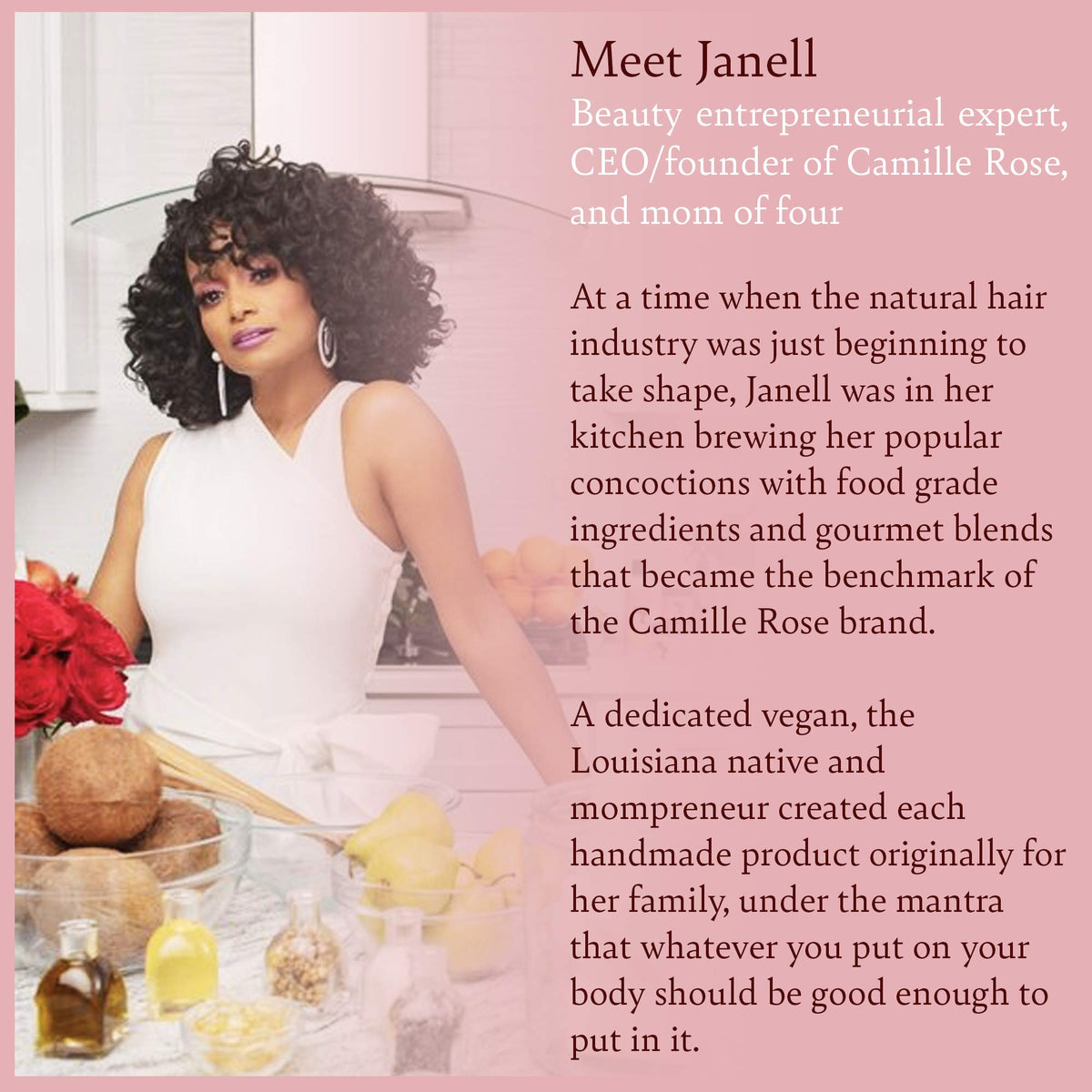 Camille Rose bottle on bathroom shelf styled for everyday curl care