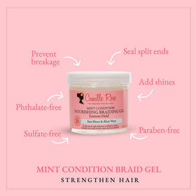 Finished neat braids styled with Camille Rose gel for long-lasting frizz control