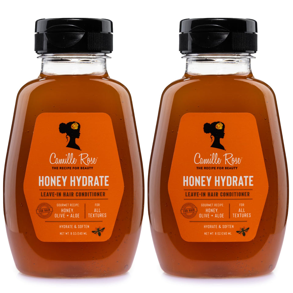 Camille Rose front bottle showing label and 8 fl oz size, hydrates hair