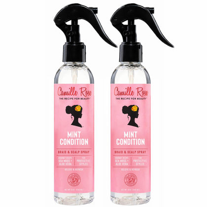 Camille Rose front packaging showing cooling braid and scalp spray benefits