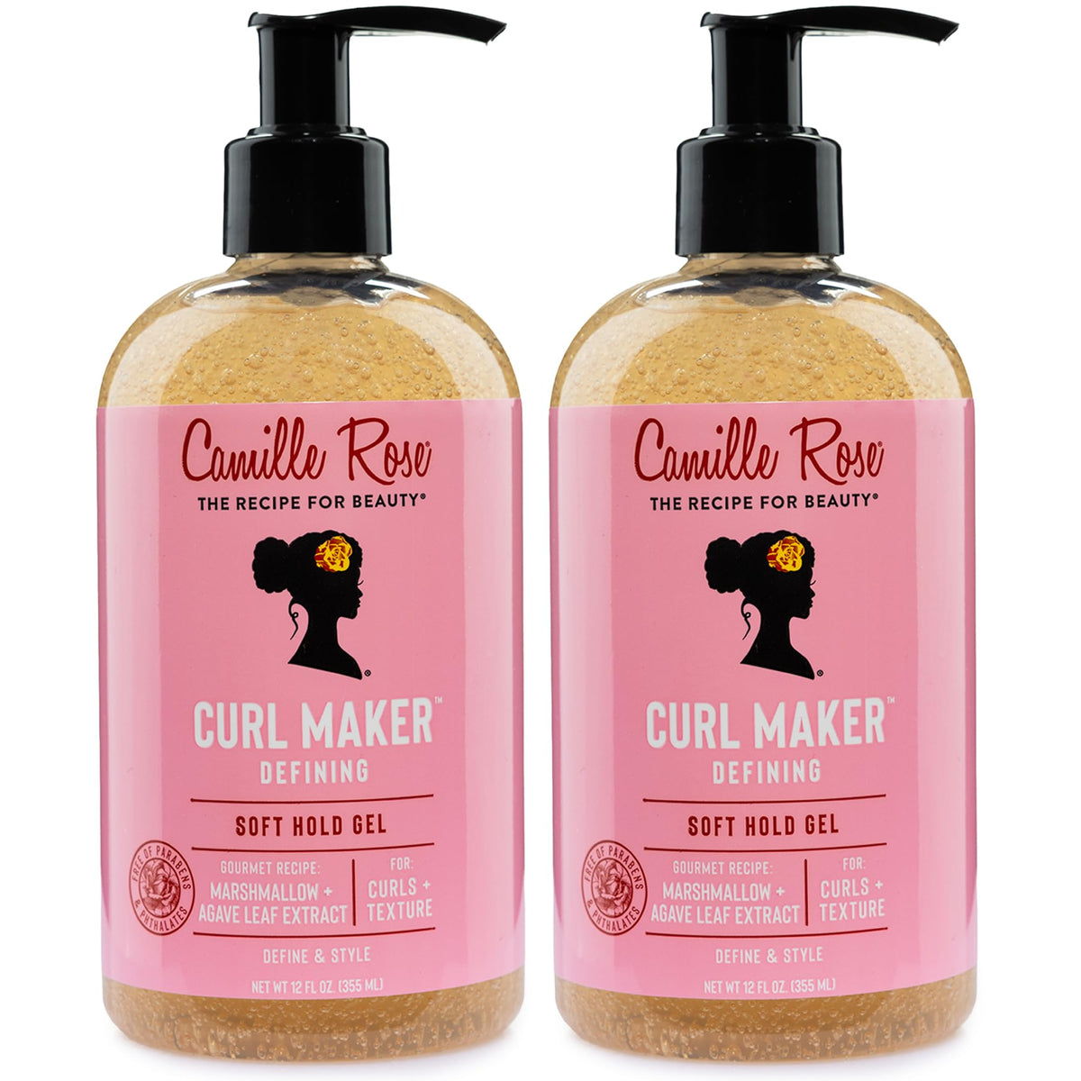 Camille Rose front packaging showing two 12 fl oz jars and product benefits