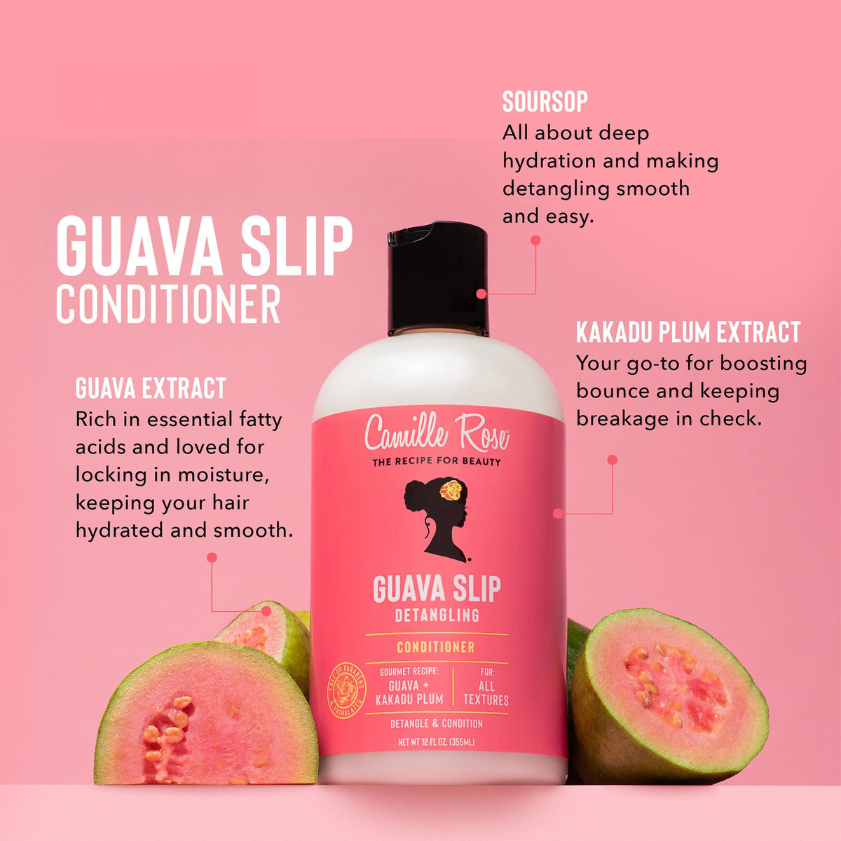 Camille Rose applying conditioner through wet hair demonstrating gentle detangling