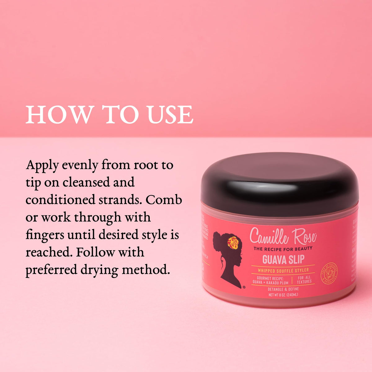 Camille Rose label close-up highlighting Kakadu plum and shea butter