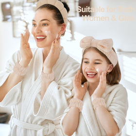 Canitor model using headband while washing face for tidy skincare