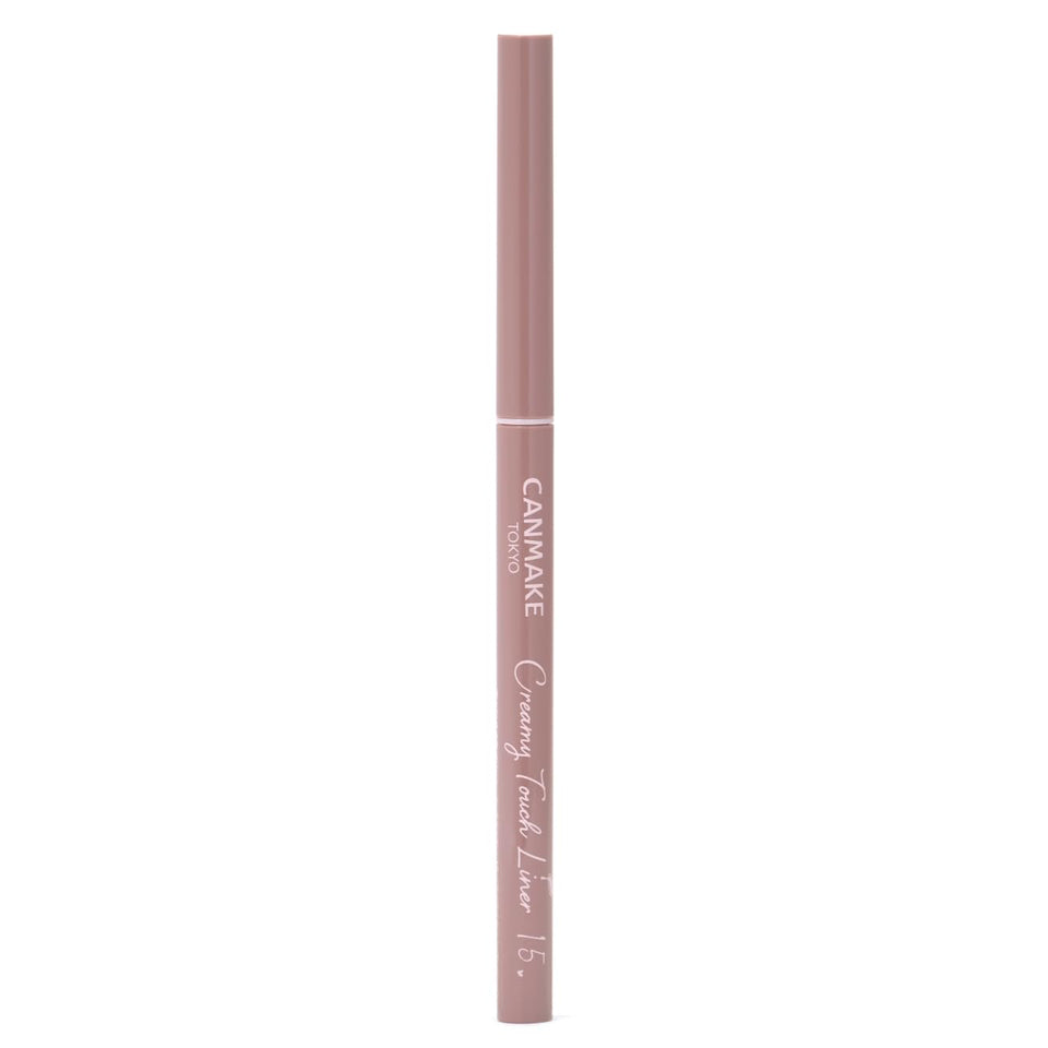 CANMAKE front packaging of Creamy Touch Liner Cappuccino Pink showing compact twist-up pen and label benefit precise color