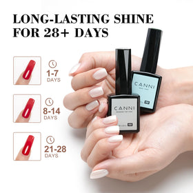 Applying CANNI base and top coat under LED lamp demonstrating quick curing time