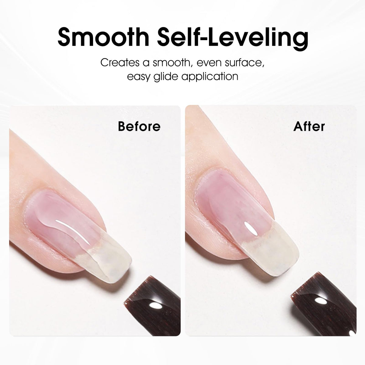 CANNI builder gel application on nail revealing easy spread and shape
