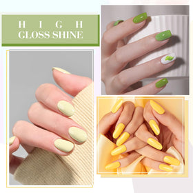 CANNI lime green swatch on nail tip showing vibrant coverage benefit