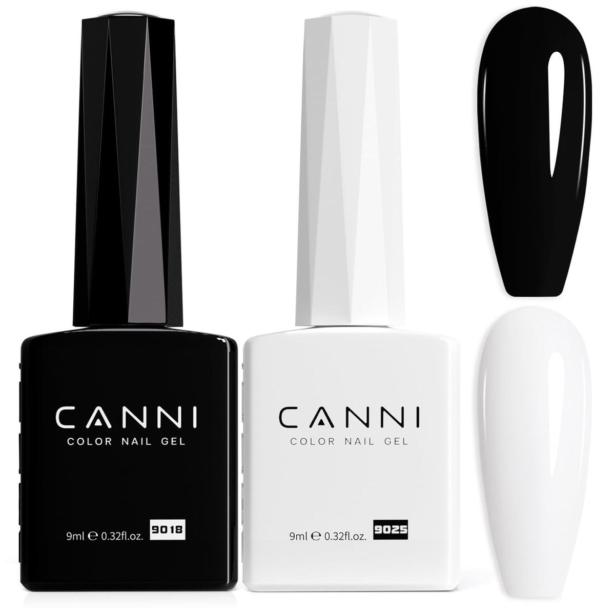 CANNI front packaging showing black and white gel set, clear gifting appeal