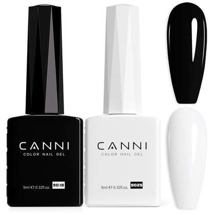 CANNI front packaging showing black and white gel set, clear gifting appeal