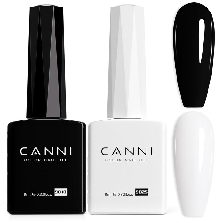 CANNI front packaging showing black and white gel set, clear gifting appeal