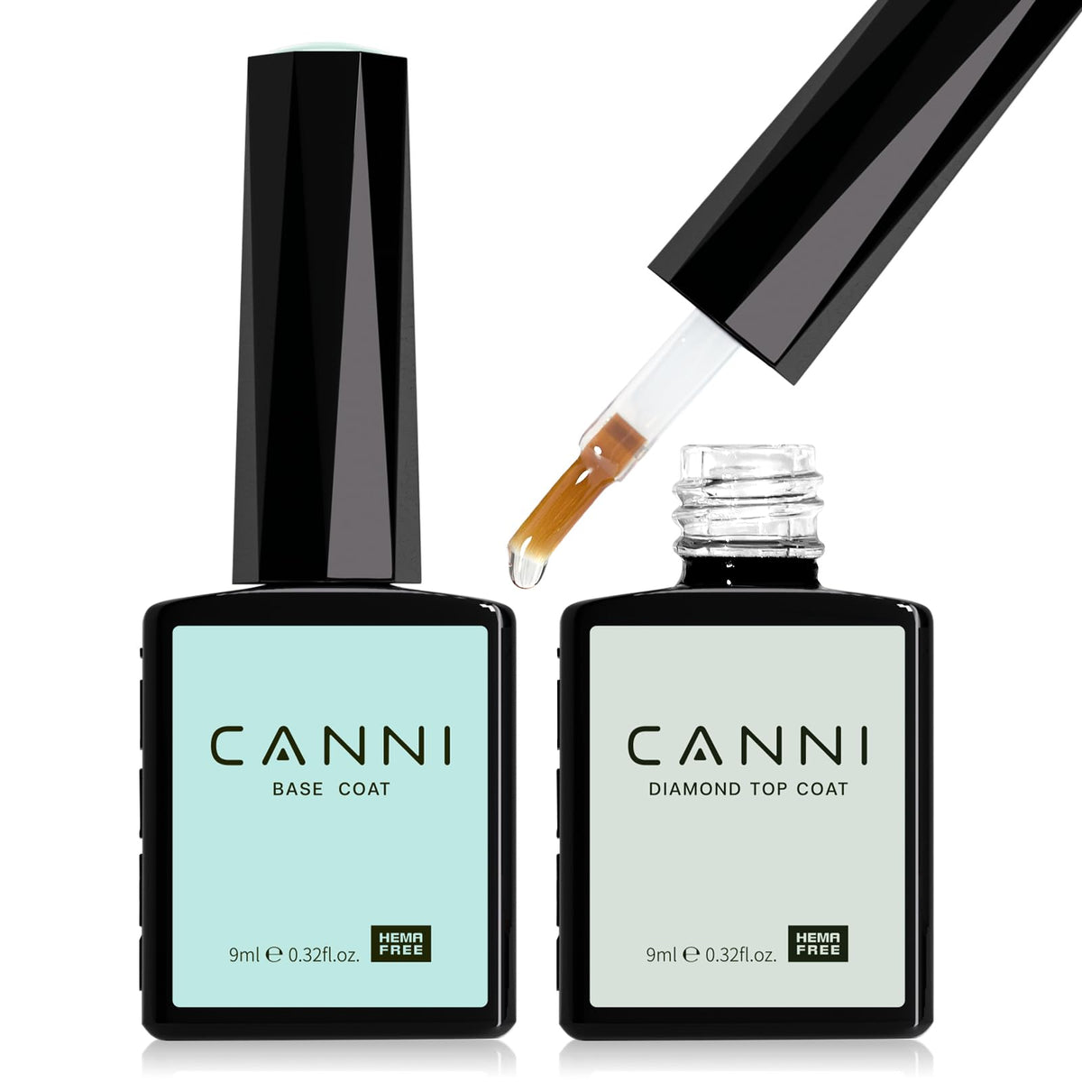 CANNI front packaging showing both base and no-wipe top coat for durable manicures