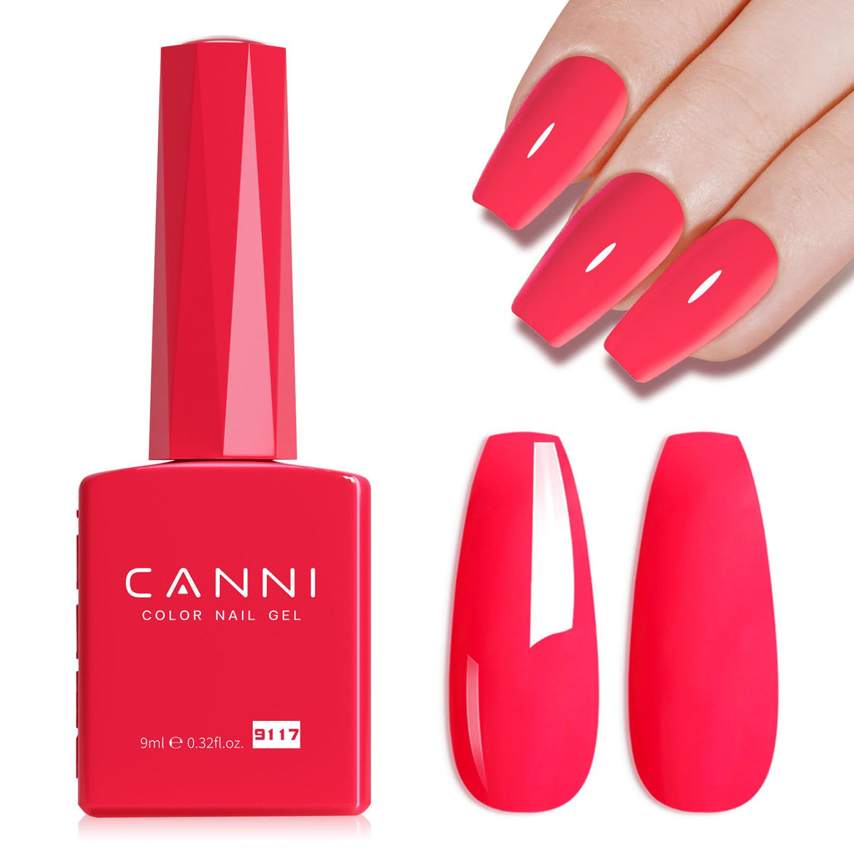 CANNI bottle front view showing hot pink gel and professional finish