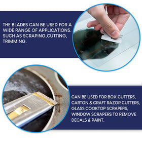CANOPUS blade scraping glass cooktop showing effective decal and residue removal