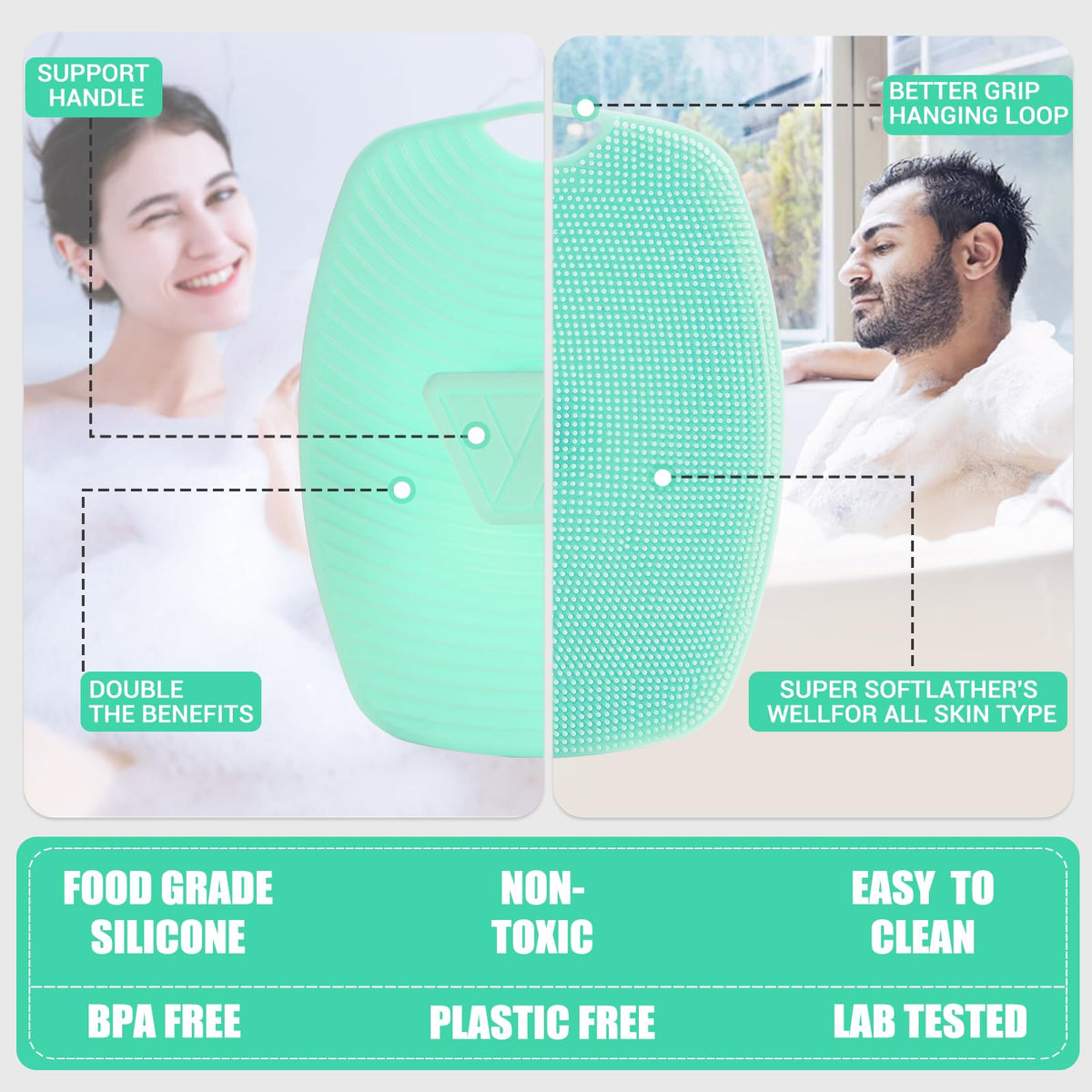 canroom scrubber in shower with soap highlighting daily cleansing and circulation boost