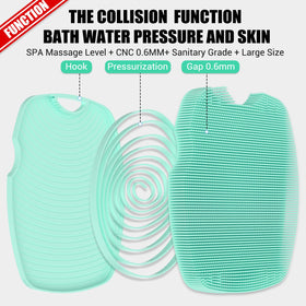 canroom silicone scrubber rinsed under water illustrating easy cleaning and hygiene