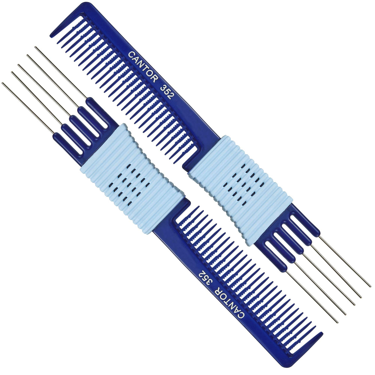 Cantor navy comb front view showing shape and durable build for reliable styling