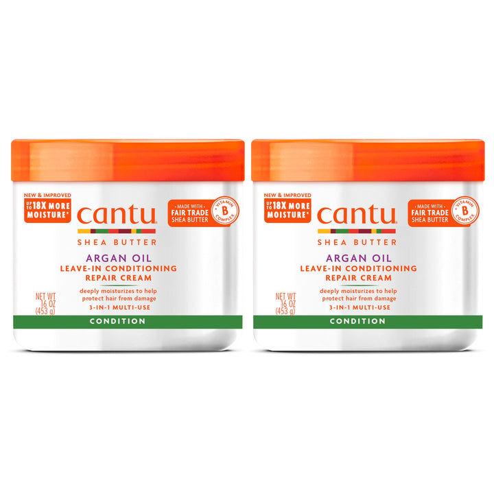 Cantu Arg an Oil Leave-In front-pack showing product benefits and size
