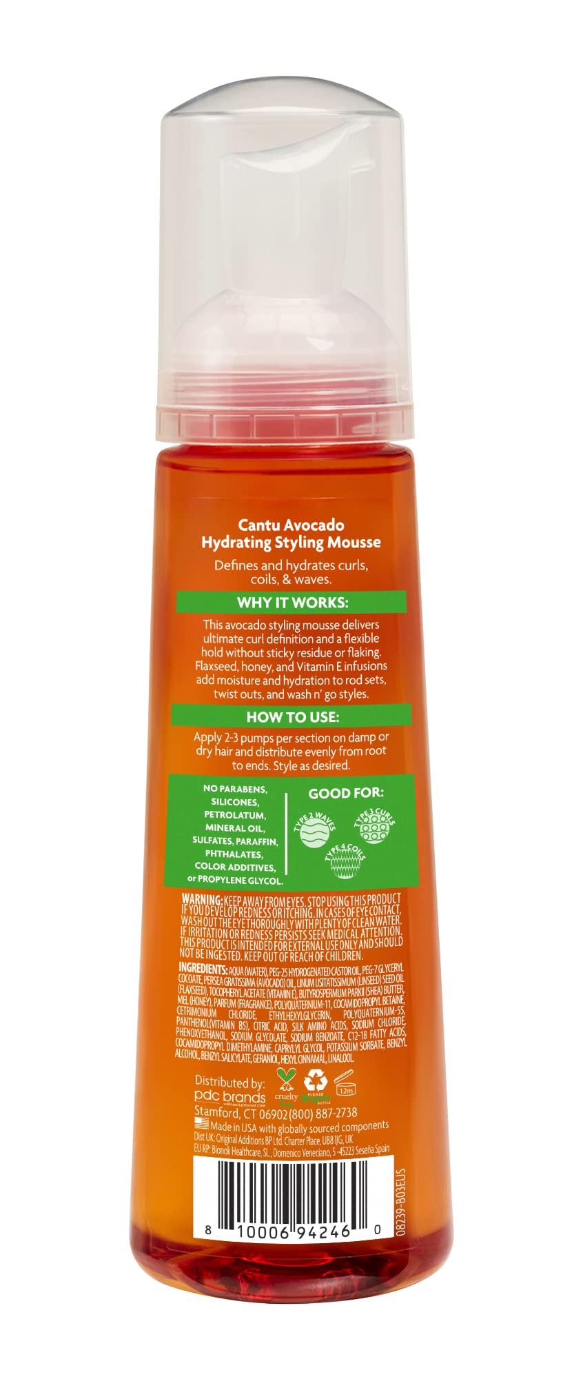 Cantu avocado hydrating mousse foam texture closeup demonstrating lightweight hold