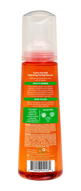 Cantu avocado hydrating mousse foam texture closeup demonstrating lightweight hold