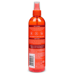 Cantu bottle label close-up highlighting shea butter formula