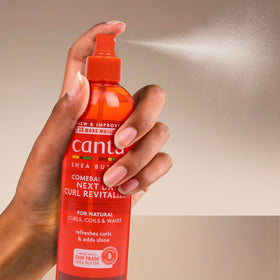 Cantu on loose waves showing enhanced shine and reduced frizz
