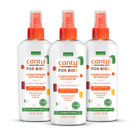 Cantu front packaging showing 6 fl oz bottle and pack of three benefits