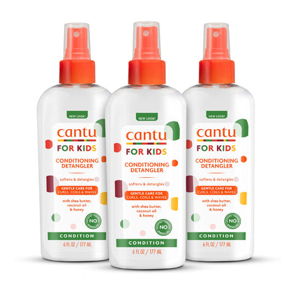 Cantu front packaging showing 6 fl oz bottle and pack of three benefits