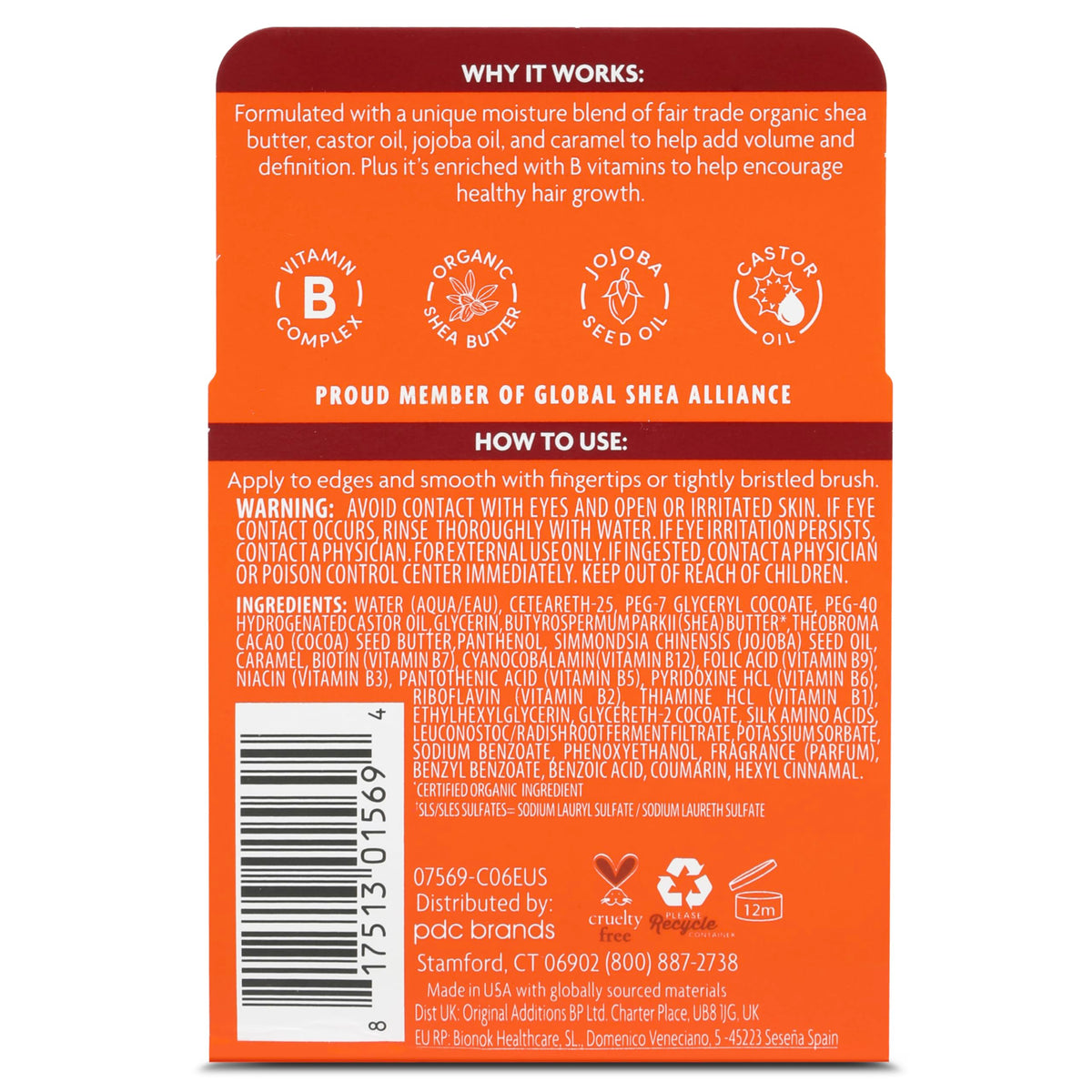 Cantu open jar showing gel texture and sheen for styling control