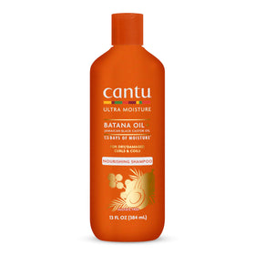 Cantu front bottle showing Ultra Moisture Shampoo and clear brand benefit