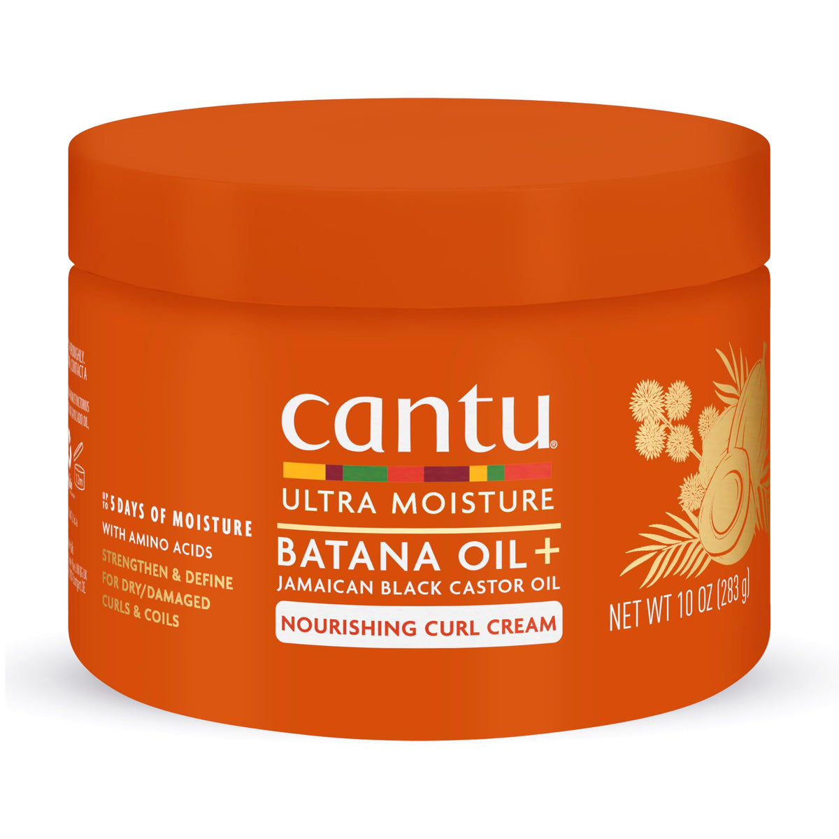Cantu front packaging 10 oz jar showing product and label, boosts curl definition