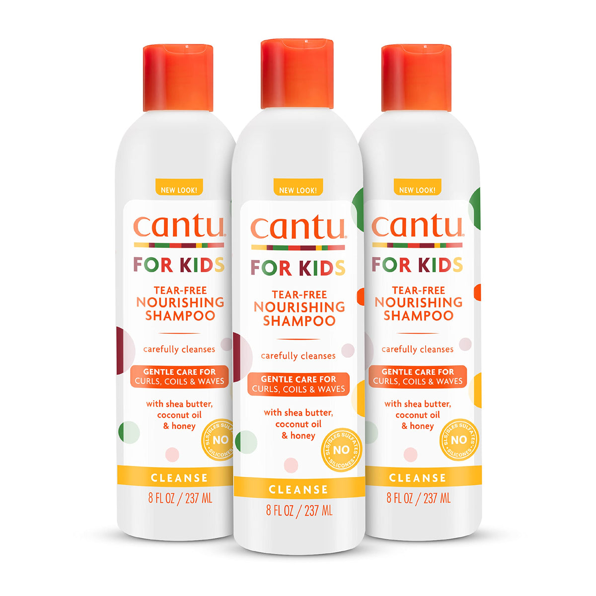 Cantu front packaging showing kid-friendly bottle and gentle formula benefit