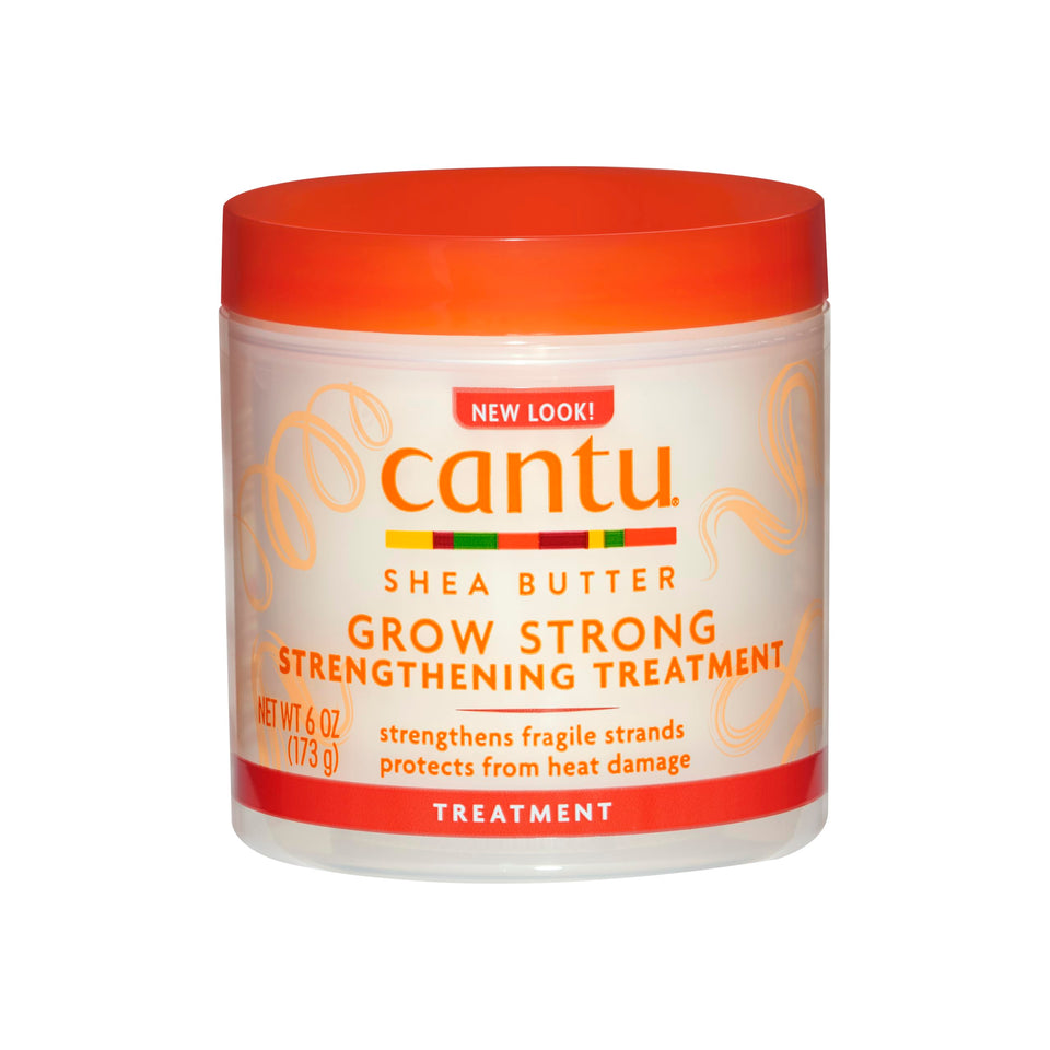 Cantu Grow Strong front packaging showing 6 oz jar and benefits