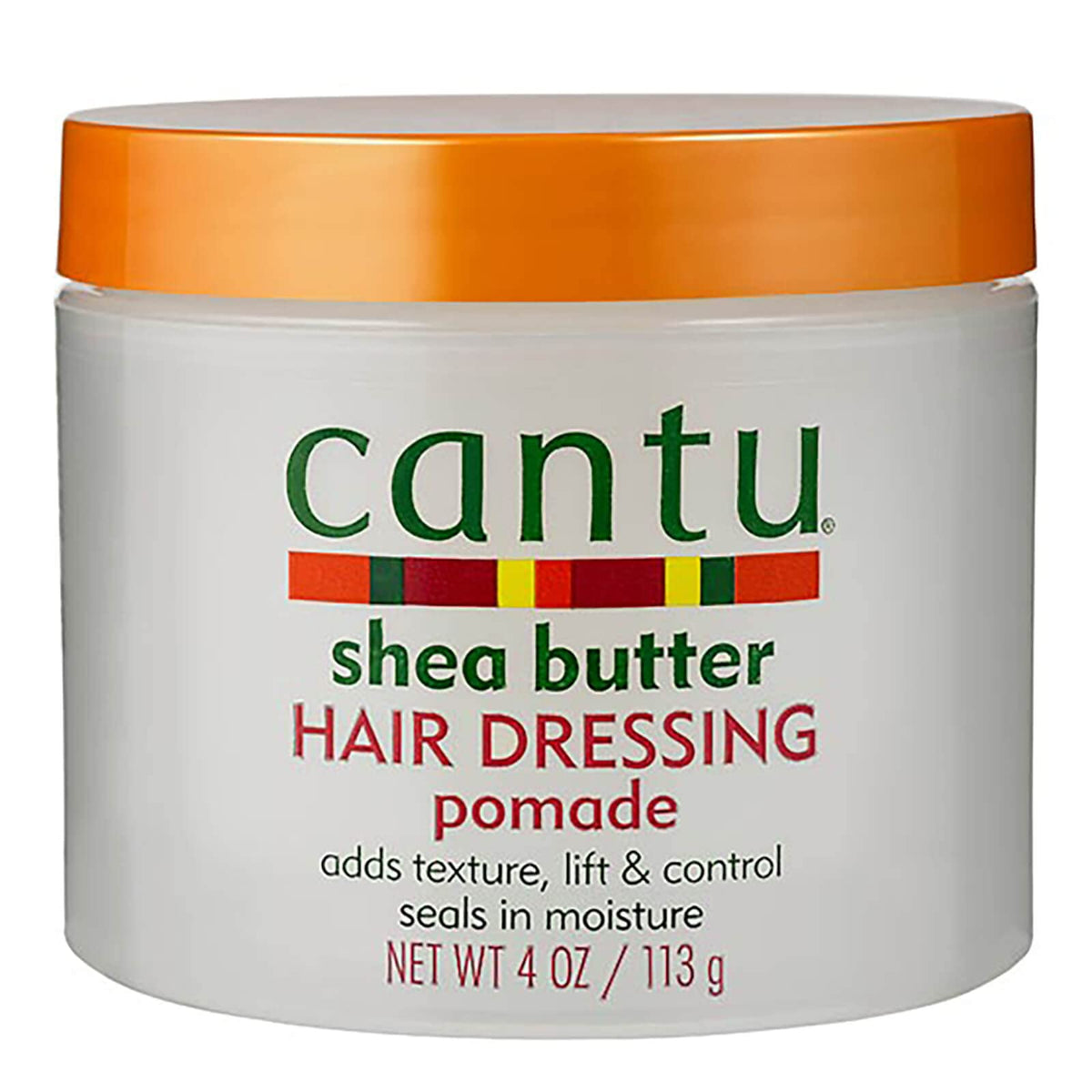 Cantu pomade jar front view showing label and compact size for easy styling