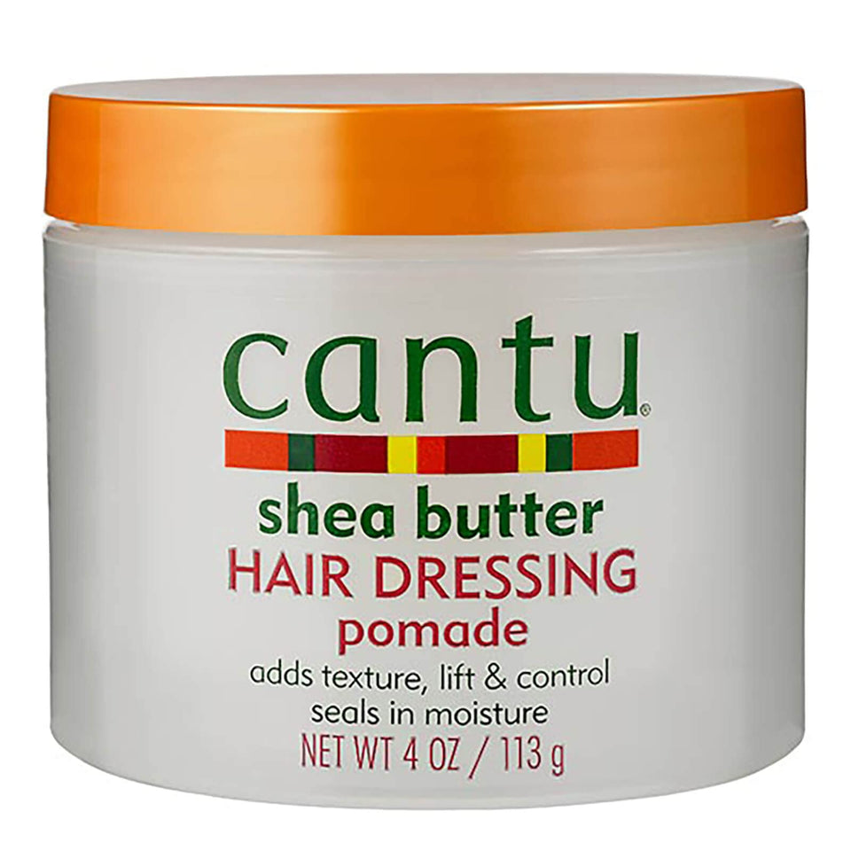Cantu pomade jar front view showing label and compact size for easy styling
