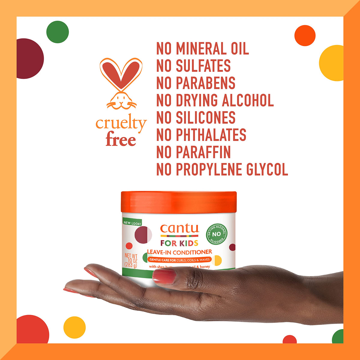 Cantu product label and ingredient list visible for reassurance about gentle formula