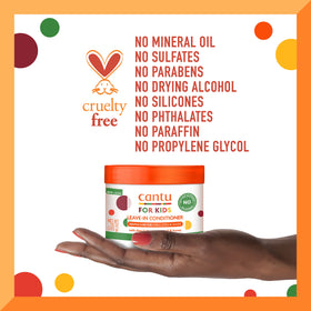 Cantu product label and ingredient list visible for reassurance about gentle formula