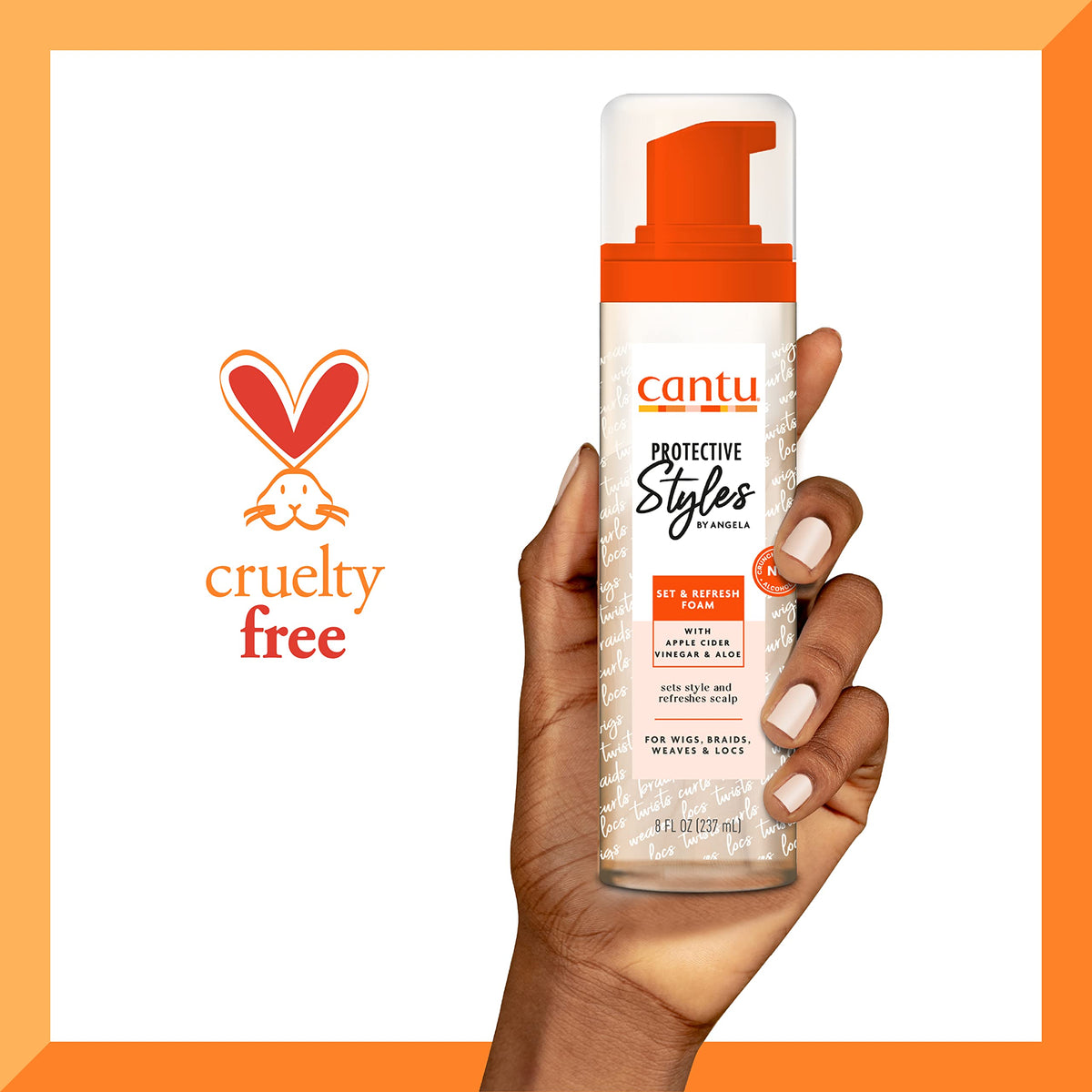 Cantu ingredient label highlighting apple cider vinegar and aloe soothing