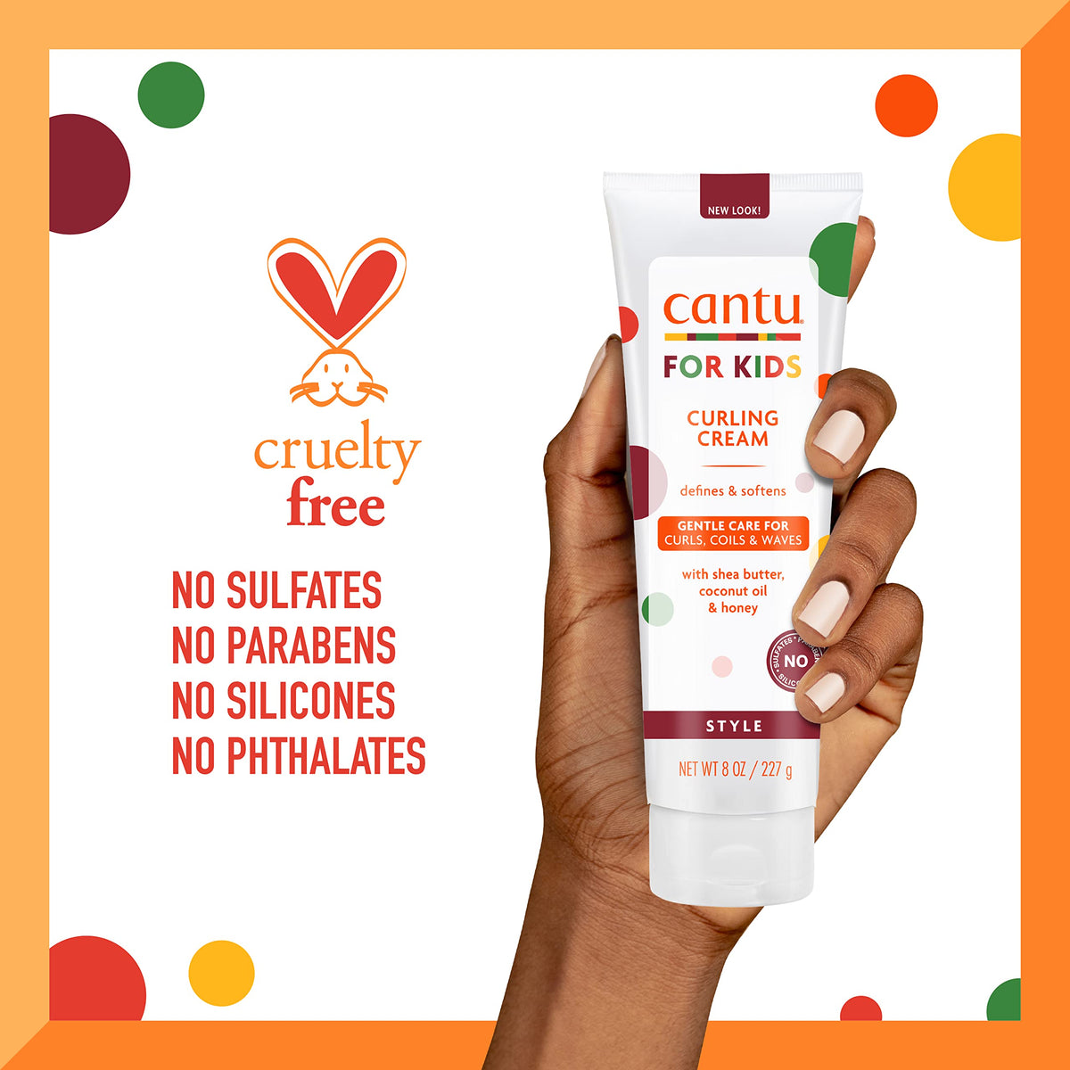 Cantu side label close-up showing ingredients list and gentle formulation benefit